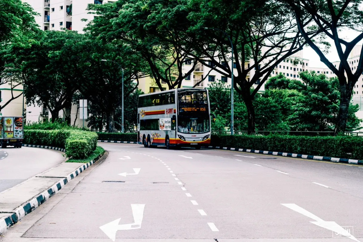 Bus on road Singapore