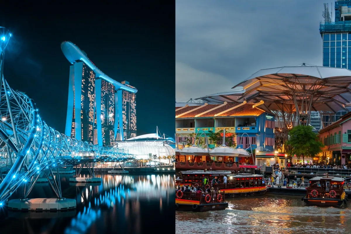 Helix Bridge and Clarke Quay Singapore